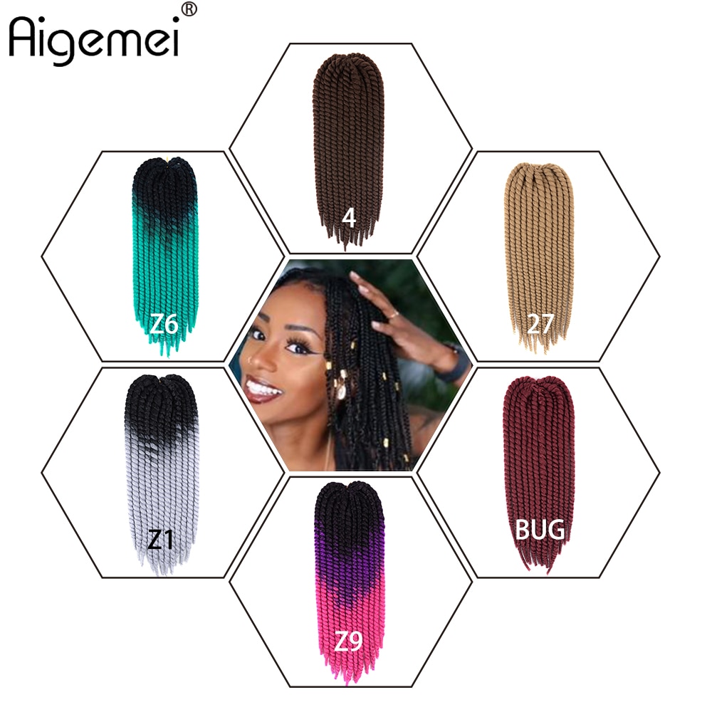 Aigemei havane Mambo torsion Crochet tresses de cheveux 22 pouces pour les femmes synthétique haute température résistant à la chaleur fibre