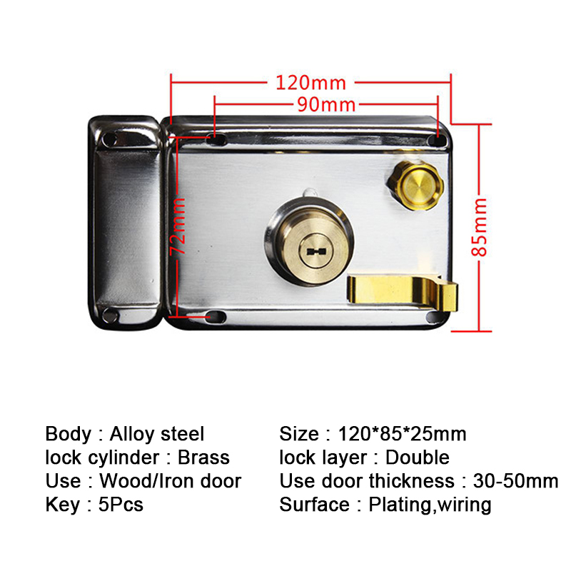 Verrou de porte Anti-perçage solide, verrou à pêne dormant, sécurité domestique universelle, accessoire extérieur Anti-vol en acier inoxydable, assurance Multiple