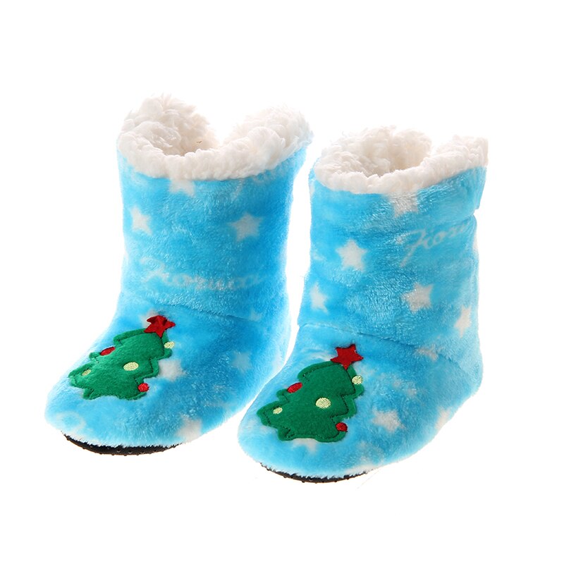 Mntrerm Kids Meisjes Jongens Kerst Sneeuwvlok Slipper Schoenen Critter Kids Bootie Slipper Winter Huis Boot Sokken 3-12 Jaar oude: Sky Blue / 20