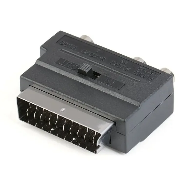 21Pin Scart Adapter AV Blok Naar 3 RCA Phono Composiet S-Video met In/uit Schakelaar Scart Adapter AV Blok Adapters: Default Title