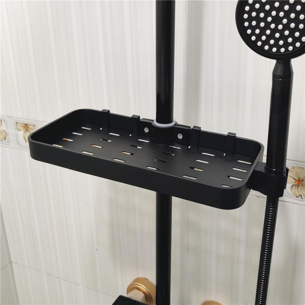 Bathroom Shampoo Storage Tray Lifting Rod No Drilling Rectangle Shower Shelf