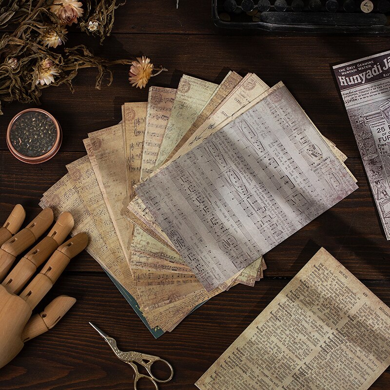 30pcs Antique old newspaper Letter Scrapbooking/Card Making/Journaling Project DIY Retro Hangtag with Hole Cards