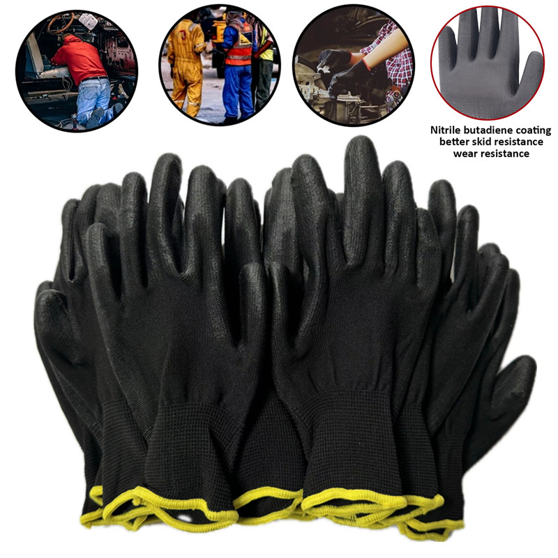 20 piezas/10 pares de guantes de poliuretano, guantes de trabajo de seguridad, guantes de reparación, guantes recubiertos de palma, suministros para carpinteros y reparadores