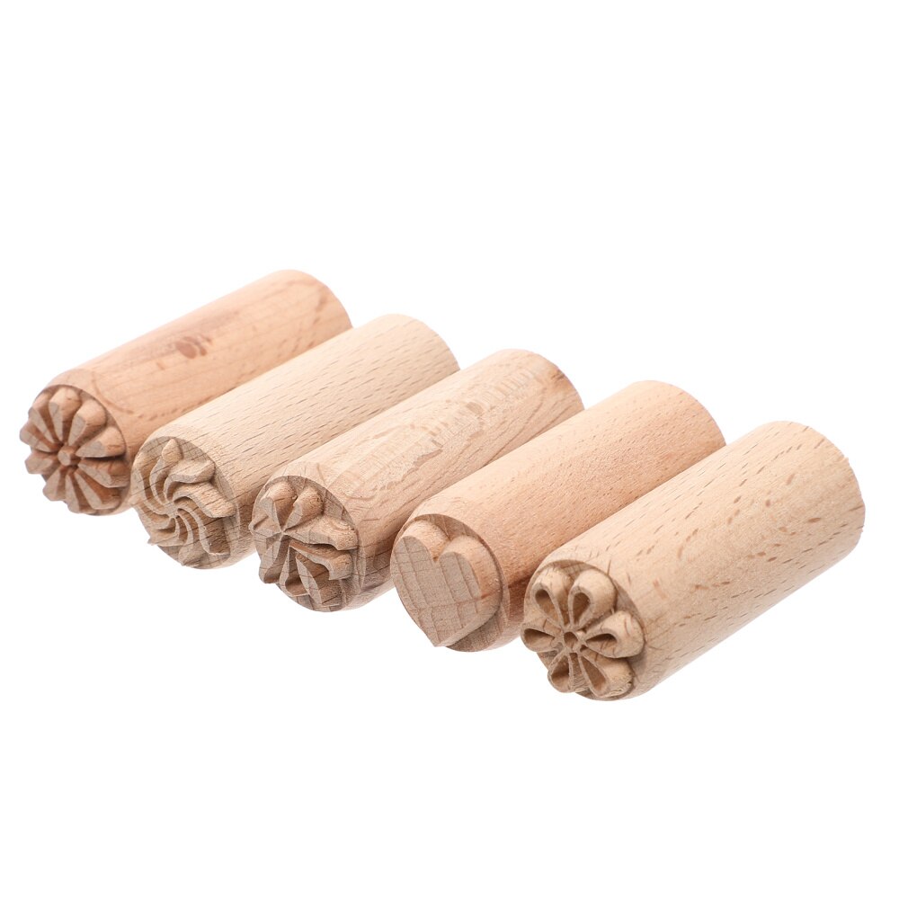 7/5 Pcs Wooden Clay Pottery Stamp Pottery Tool Wood Block Stamp Clay Decorative Stamp DIY Crafts Ideal