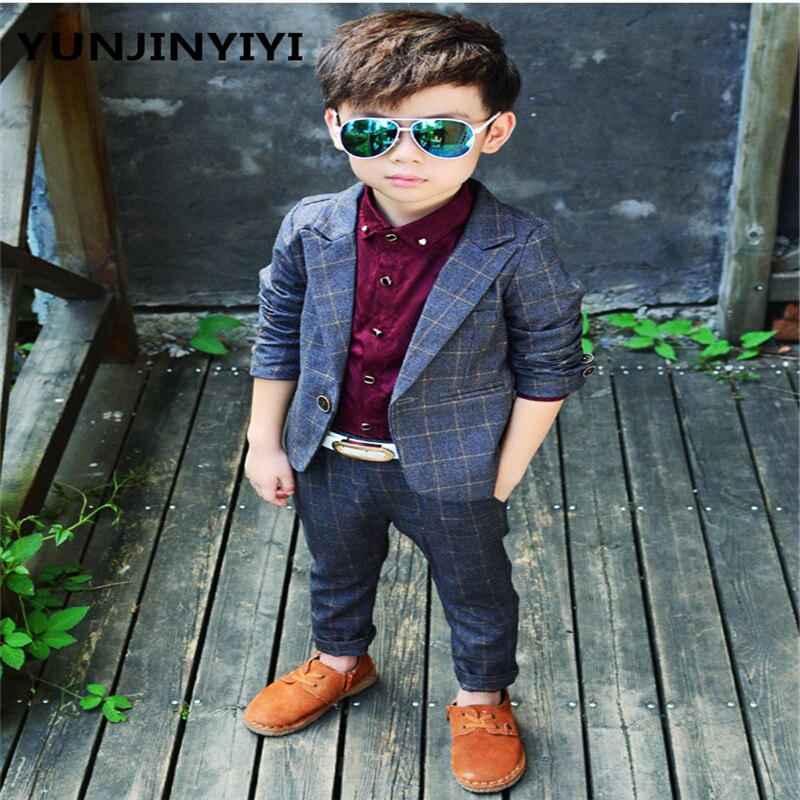 YUNJINYIYI Boys Formal Suits For Weddings England Style Man Child Blue Party Tuxedos Boys Formal Suits Blazer+Pants+Vest