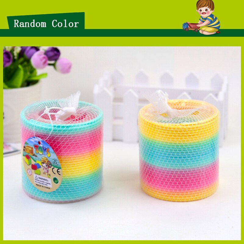 Magic Plastic Smile Rainbow Spring Colorful Circle Coil Elastic Ring Funny Toys For Early Development Educational