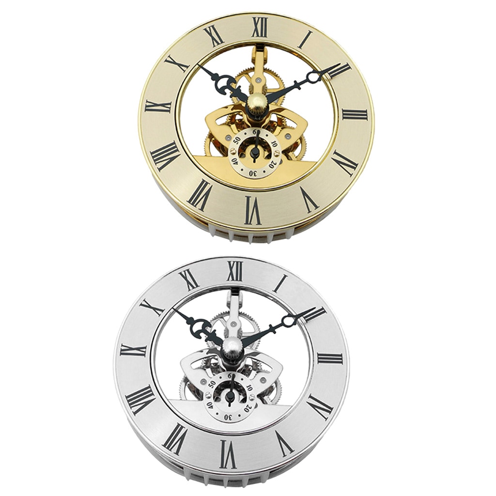 Hollow Skeleton Quartz Clock Movement Insert, with Roman Numeral DIY Craft, Clear