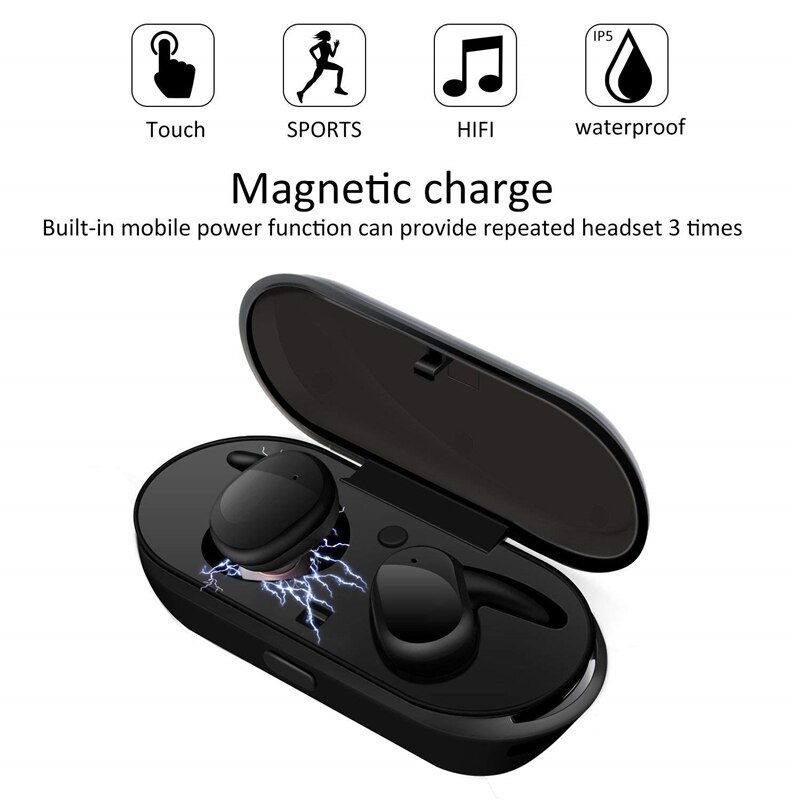 TWS4 Bluetooth Touch Hoofdtelefoon Sport Waterdichte Binaural Oortelefoon Bluetooth 5.0 Draadloze Headset Met Opladen Bin Hoofdtelefoon