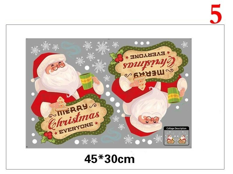 Söt älg jul väggdekaler fönster glas festival dekaler santa väggmålningar år juldekorationer för hem: 5