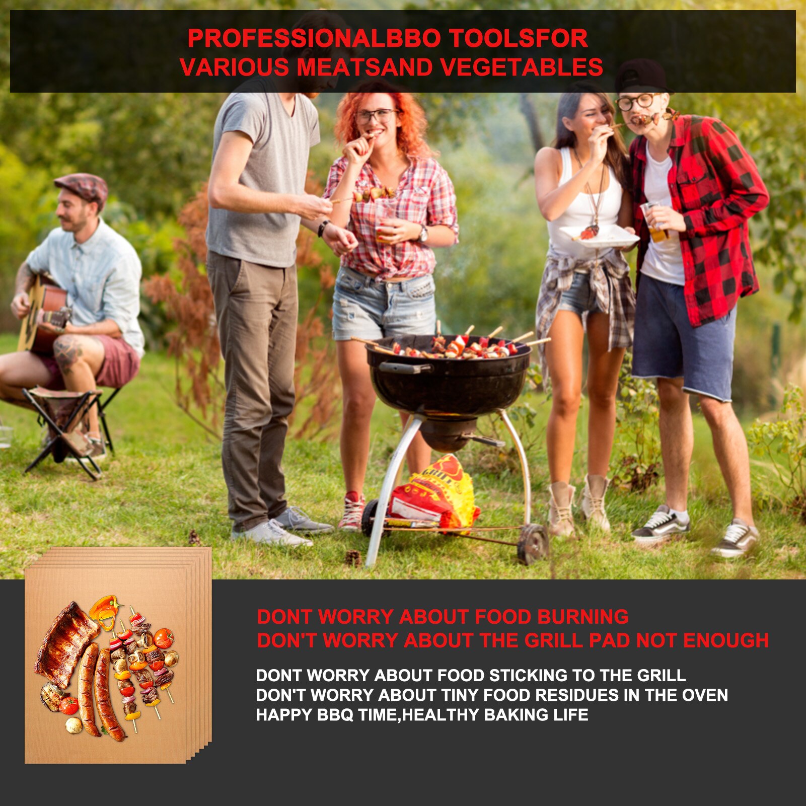 Kupfer Grill Matten Für Outdoor Grill Kupfer Grillen Matten Für Grill Dicken Wärme Beständig Fiberglas Matte Set Von 7 Wiederverwendbare backen