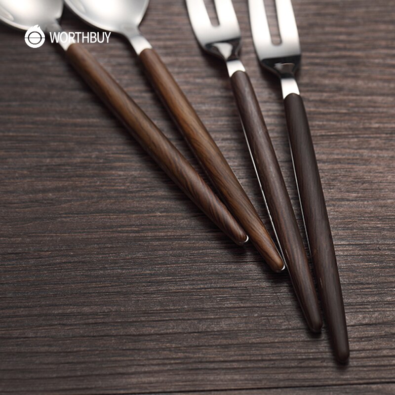 WORTHBUY 2 Pcs/Set Fruit Fork Spoon Set 304 Stainless Steel Salad Fruit Fork Dessert Spoon Bento Food Picks Kichen Accessories