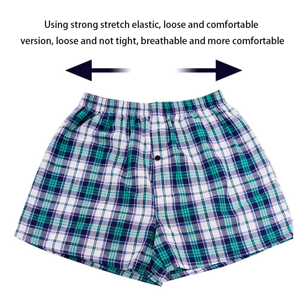 Men cotton arrow boxers casual elastic waist checkered summer loose breathable beach underpants boxers shorts
