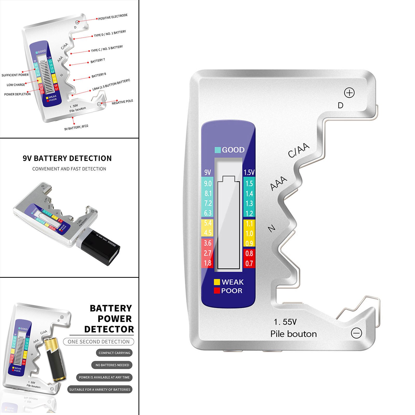 Universele Batterij Tester Knoopcel Batterij Check... – Vicedeal