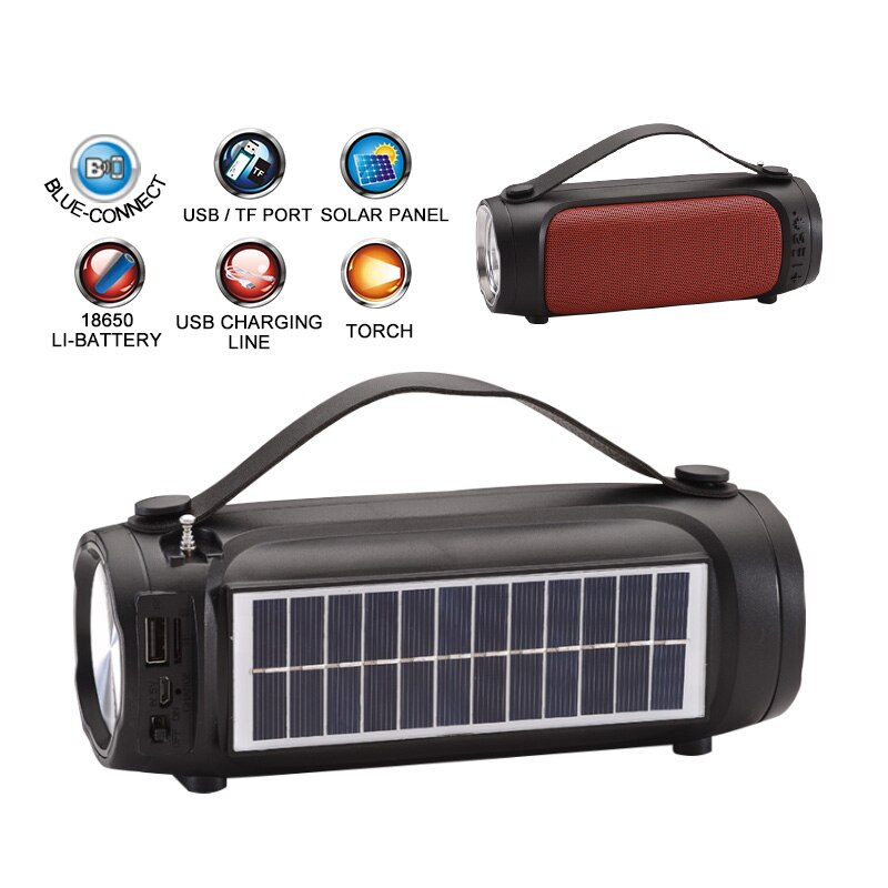 NNS NS-S8A Bluetooth haut-parleur FM Radio Portable lecteur Mp3 extérieur avec 1W panneau solaire Support USB TF carte AUX lampe de poche LED
