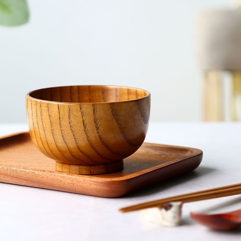 Bol en bois naturel de Style japonais, ustensile de table pour salade de fruits, nouilles, riz, soupe, ustensiles de cuisine, 7 tailles