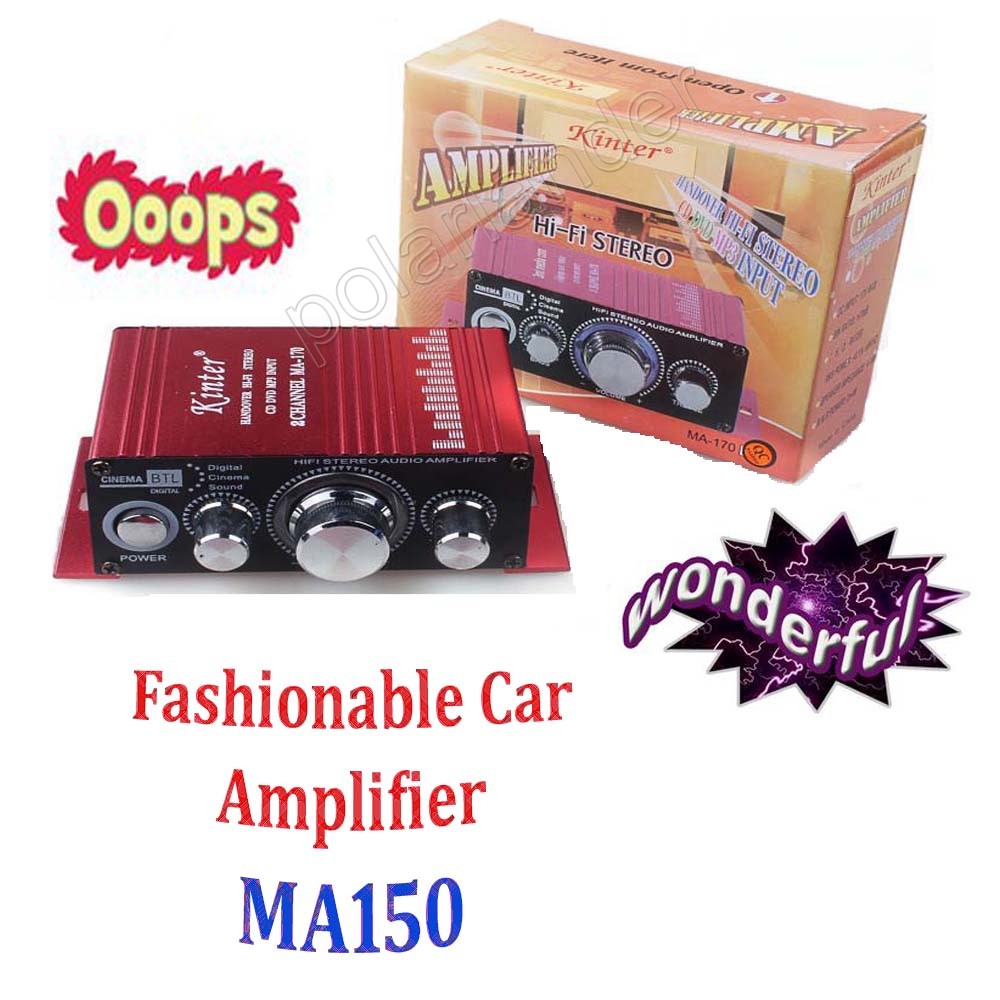 Motor MA150 versterker 12 v auto amp Mini eindversterker CD DVD MP3 USB 2 kanaals output auto voertuig versterker 20WX2 Met Kabels