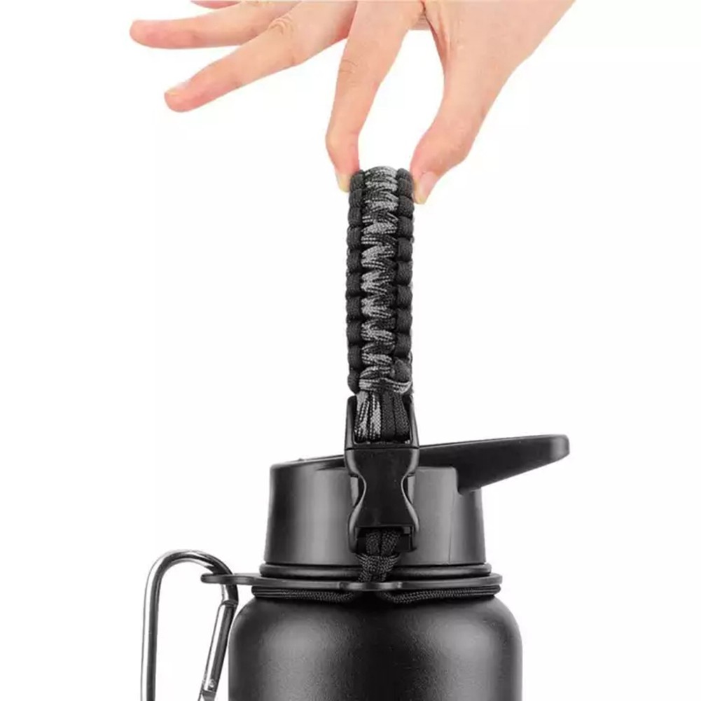 Vattenflaska säkerhetsrep handtag hydroflask paracord rembärare för hydroflaska bred mun flaskor kopp utomhus vandringsredskap