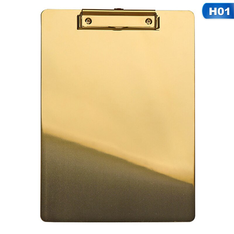Golden Clipboard Tablet Metal Paper Storage Clips File Bill Docs Organizer Nordic Home Office Stainless Steel Table Decoration: 31x22.5cm
