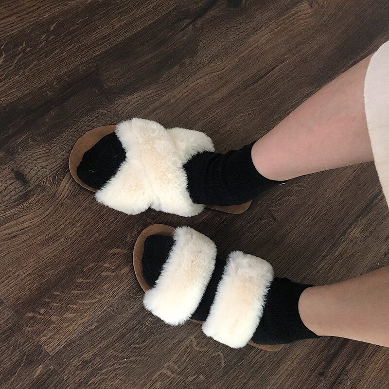 Mazefeng kvinnor hem tofflor fuskpäls dam varma skor kvinna slip on flats kvinnliga tofflor bekväma