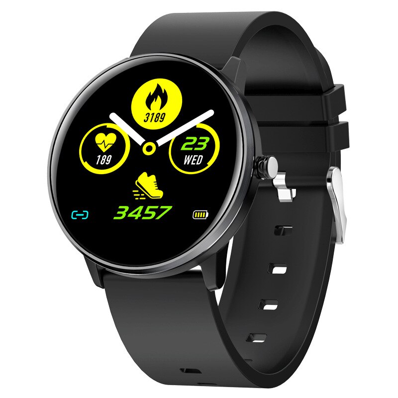 Heren dames smartwatch smartband volledig scherm touch  ip68 waterdichte hartslagmeter fitness tracker smartwatch voor ios android: Zwarte siliconen