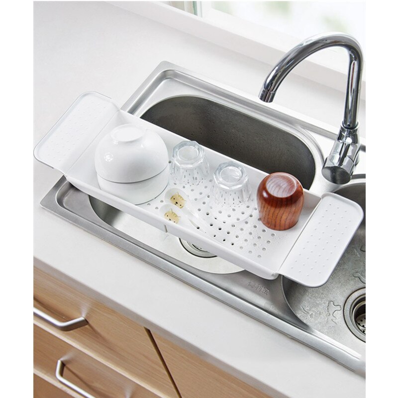 1pc Retractable Bathtub Storage Rack Bath Tray Shelf Tub Multi-Function Bathroom Tool Towel Kitchen Sink Drain Holder Organizer