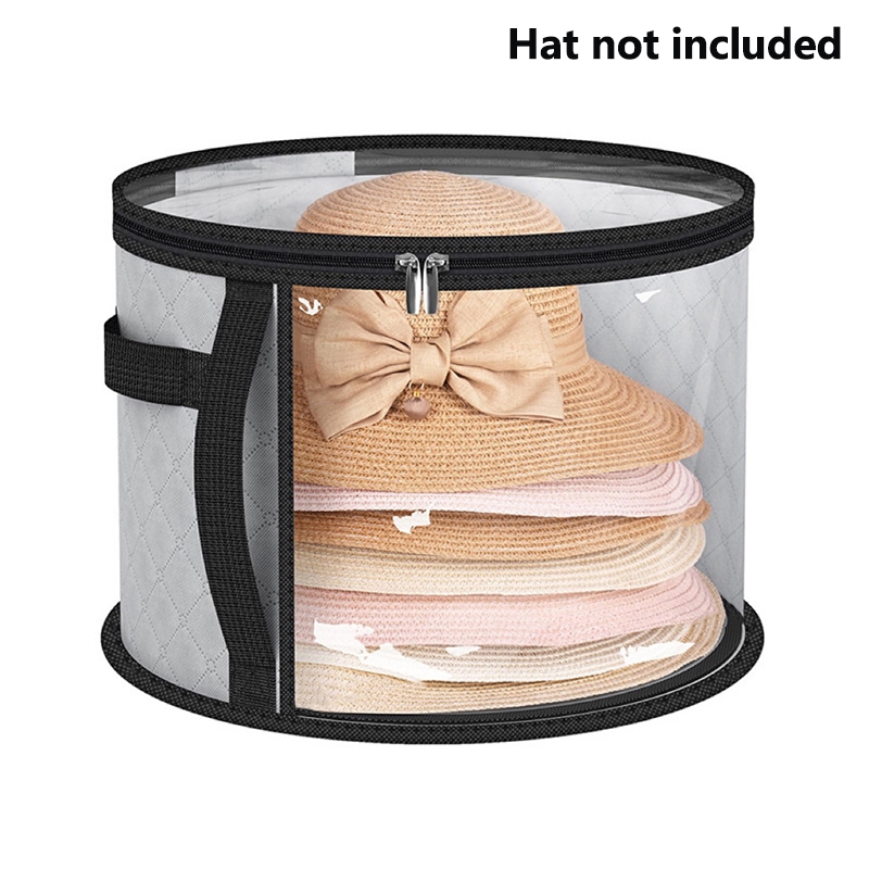 Hat Storage Bucket, Clothing Hat Travel Organizer, Foldable Round Brim Hat Storage Bag with Handle and Clear Window: SKY BLUE