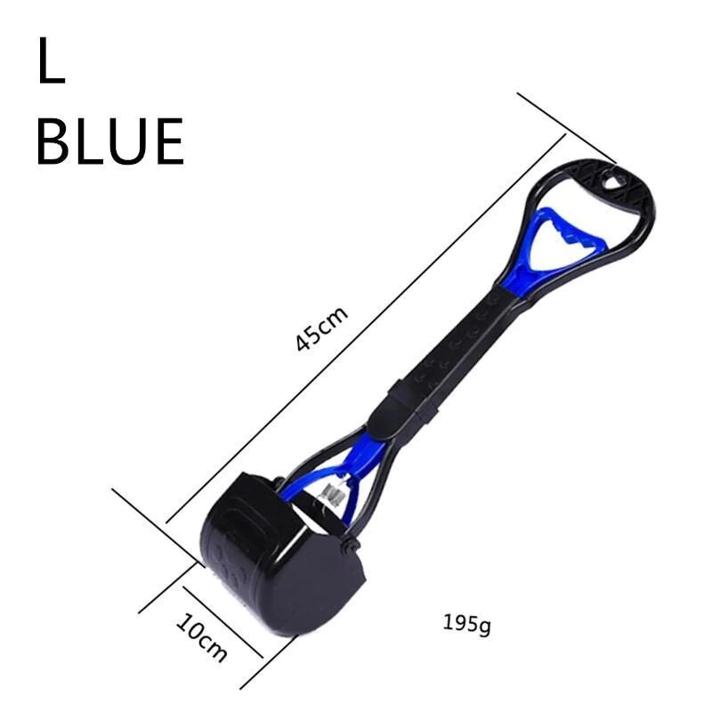 Pet Dog Pooper Scooper Long Handle Outdoor Dog Waste Picker Jaw Poop Scoop Pet Toilet Waste Scooper For Dog Supplies: L   Blue