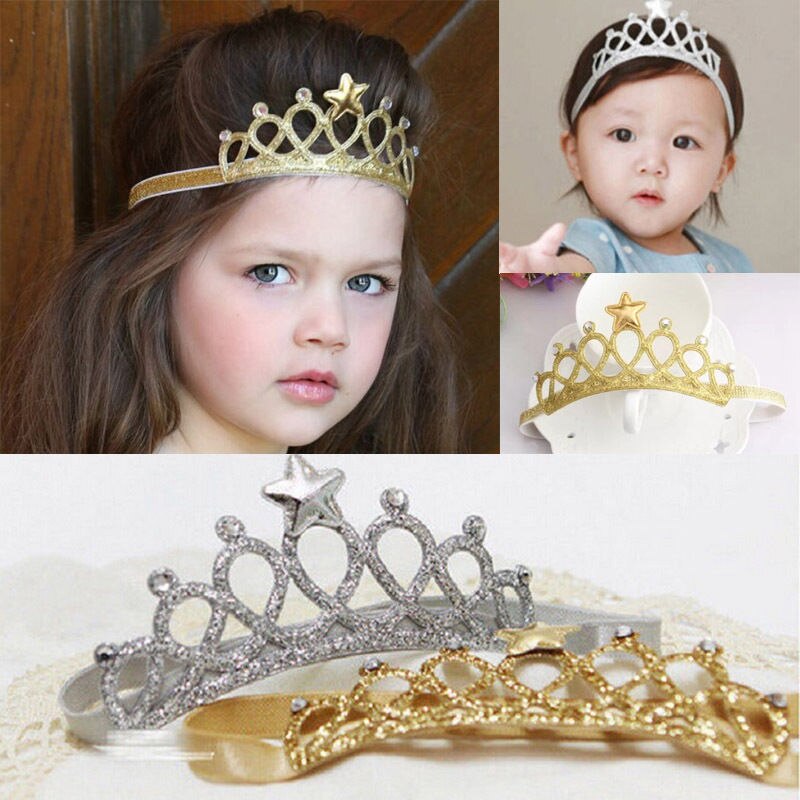Pasgeboren baby jongen meisje kroon ster hoofdband verjaardag haarband accessoires