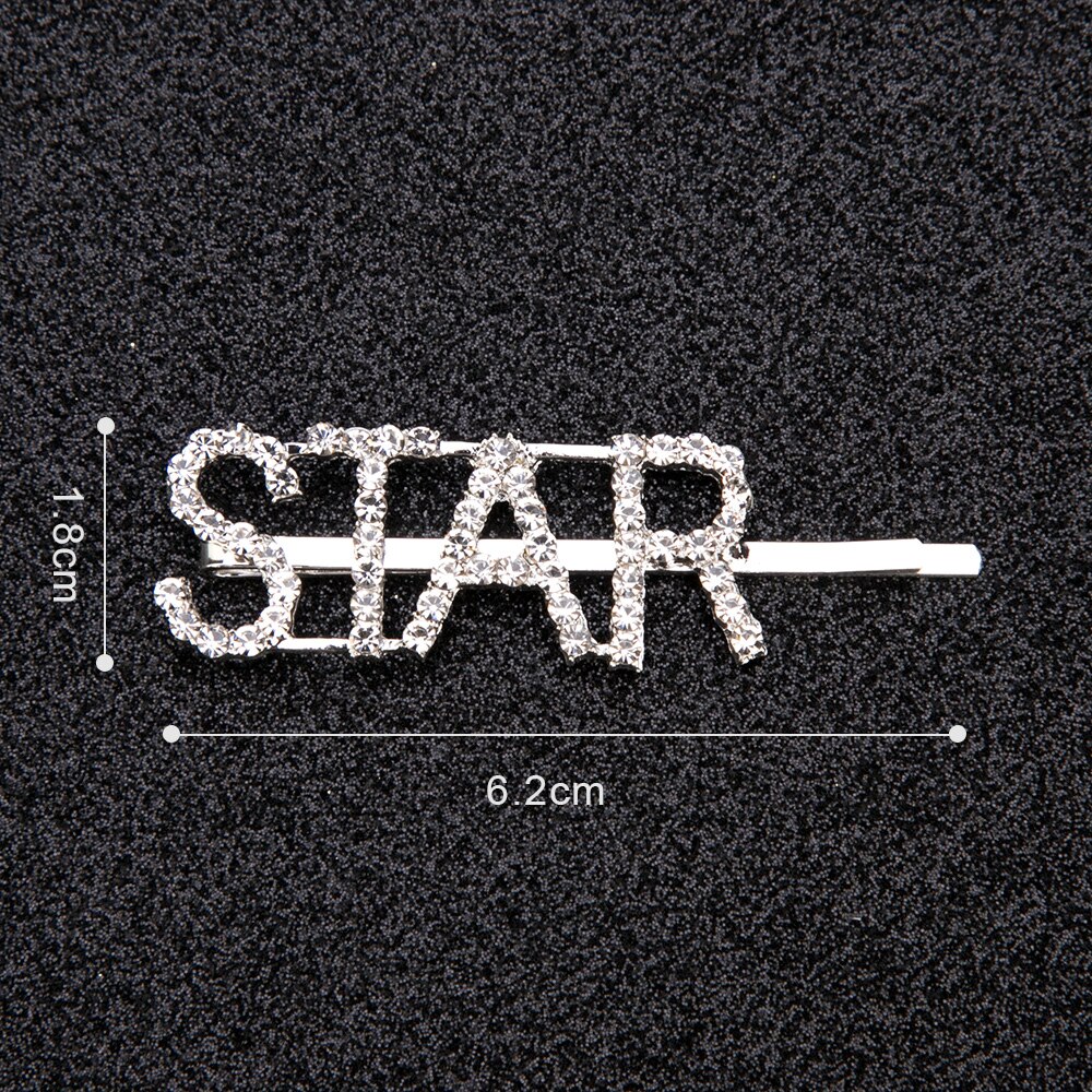Bling glimmende strass steentjes letter haarspeldjes voor vrouwen zilveren haarspelden kristallen woorden haarspeldjes stylingtool aangepaste haaraccessoires