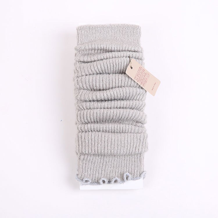 Studenten beenwarmers lange sokken dames pure kleur laars manchetten kousen meisjes winter wollen gebreide sokken dames: Lichtgrijs