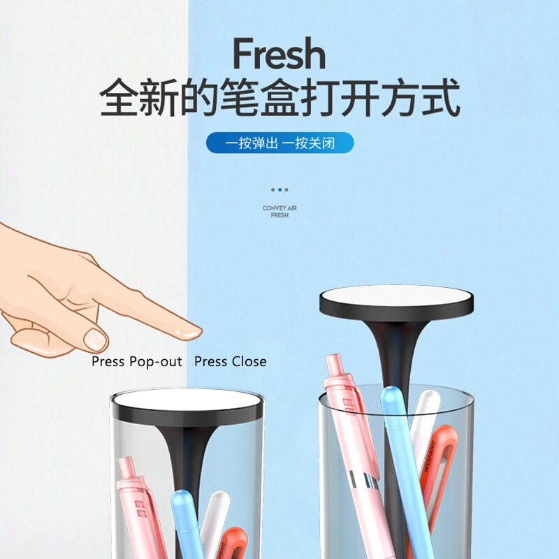 Newmebox Lifting Etui Cartoon Patroon Penhouder Grote Capaciteit Briefpapier Doos Codeslot Home Office School Opbergtas