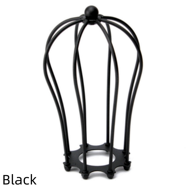 E27 schaduw zwart afgewerkt ijzeren edison lampenkap vintage verlichting kooi schaduw met fitting DIY lampaccessoires: Beige