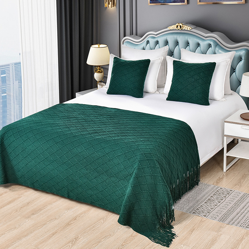 1 Peça de Colchas e Cobertores Modernos de Cor Sólida com Borlas, para o Pé da Cama, Tamanhos Queen e King, Decoração para Casa: 30*240cm / ROXO