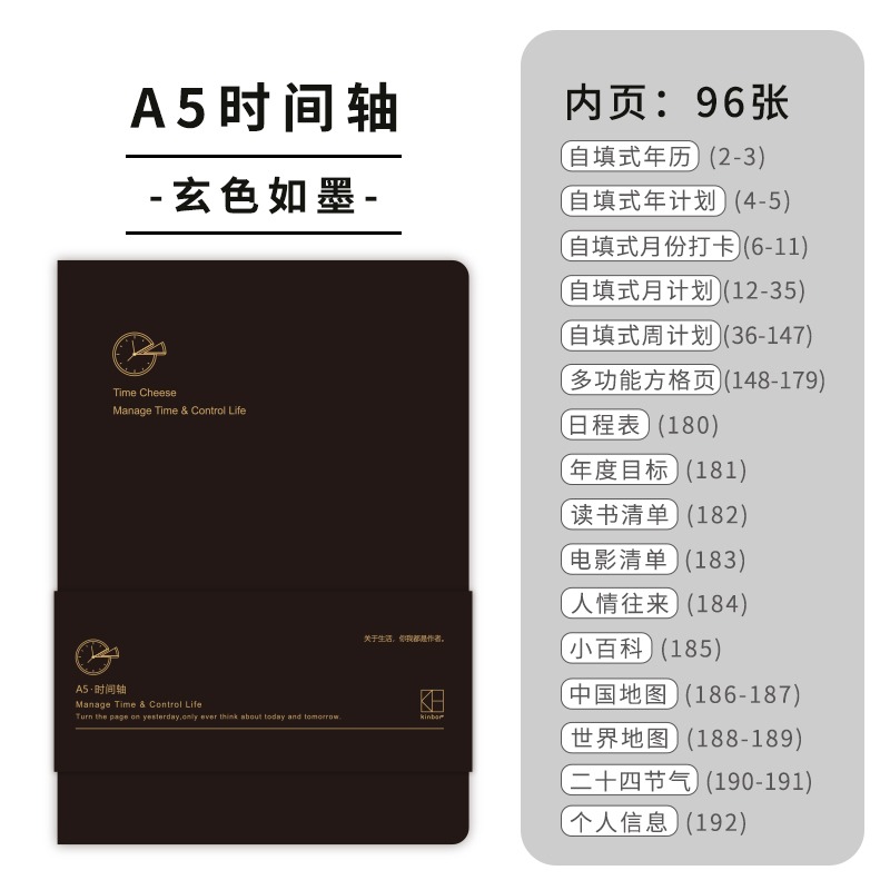 Kinbor Timeline Weekly Planner Pocket Journal Notebook Daily Agenda Monthly Planning Habits Tracker Time Organizer Schedule