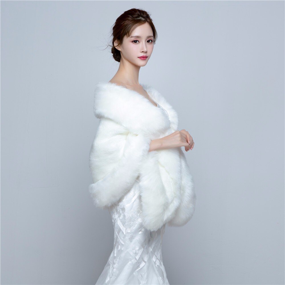 mariage boléro veste femmes fausse fourrure manteau ivoire hiver vestes mariée manteaux et enveloppes châle pour les mariées