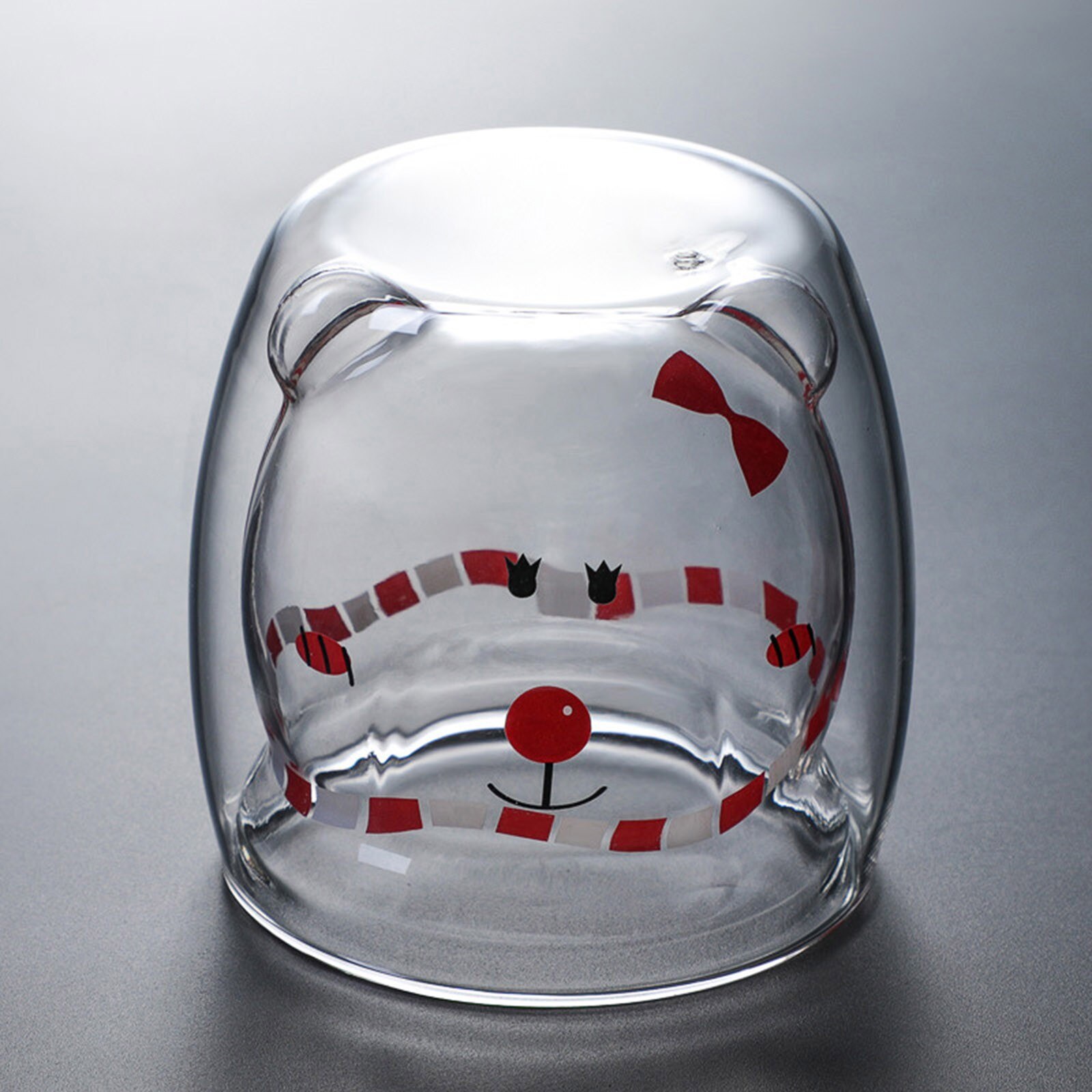 Bear Cat Dog Animal Double-layer Glass Mug Coffee Cup, Christmas Mug ,Cute Milk Cup Glass Mugs Double Wall Glass Mug,: H