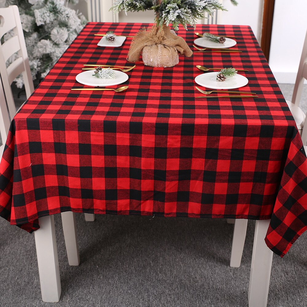 Mantel de Navidad negro y rojo, mantel, mantel de ambiente para el hogar, mantel de mesa