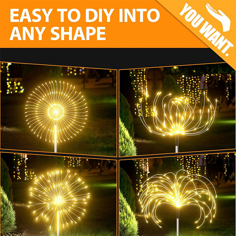 Nuevas luces solares para camino de fuegos artificiales, 420LED, decoración de jardín al aire libre, Patio, césped, paisaje, Patio, luz navideña