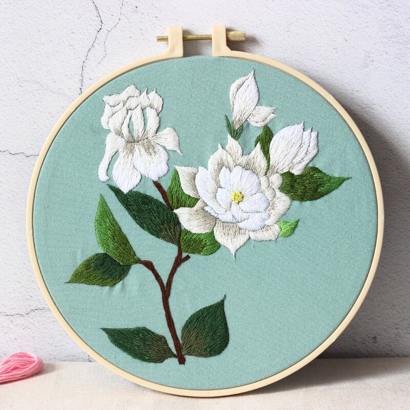 Kit de bordado de flores de verano, Hortensia, peonía, manualidades de punto de cruz para principiantes (sin ARO): E
