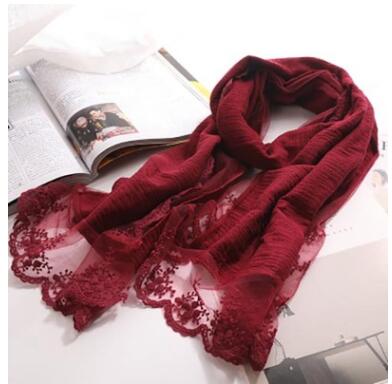 ¡Novedad de primavera y otoño de ! Bufandas coreanas de algodón de dulce princesa, bufanda fina de encaje para niñas de invierno: Red
