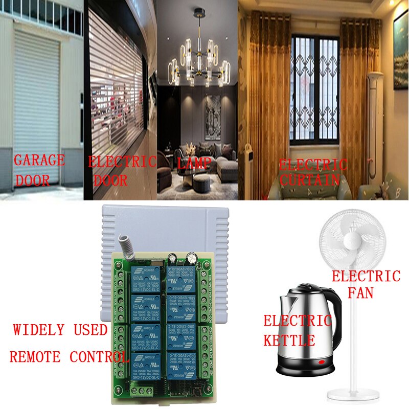 DC 12 V 24 V 8 CH Canais 8CH RF Sistema de Interruptor de Controle Remoto Sem Fio, 315/433 MHz Transmissor e Receptor/Portas de Garagem/lâmpada