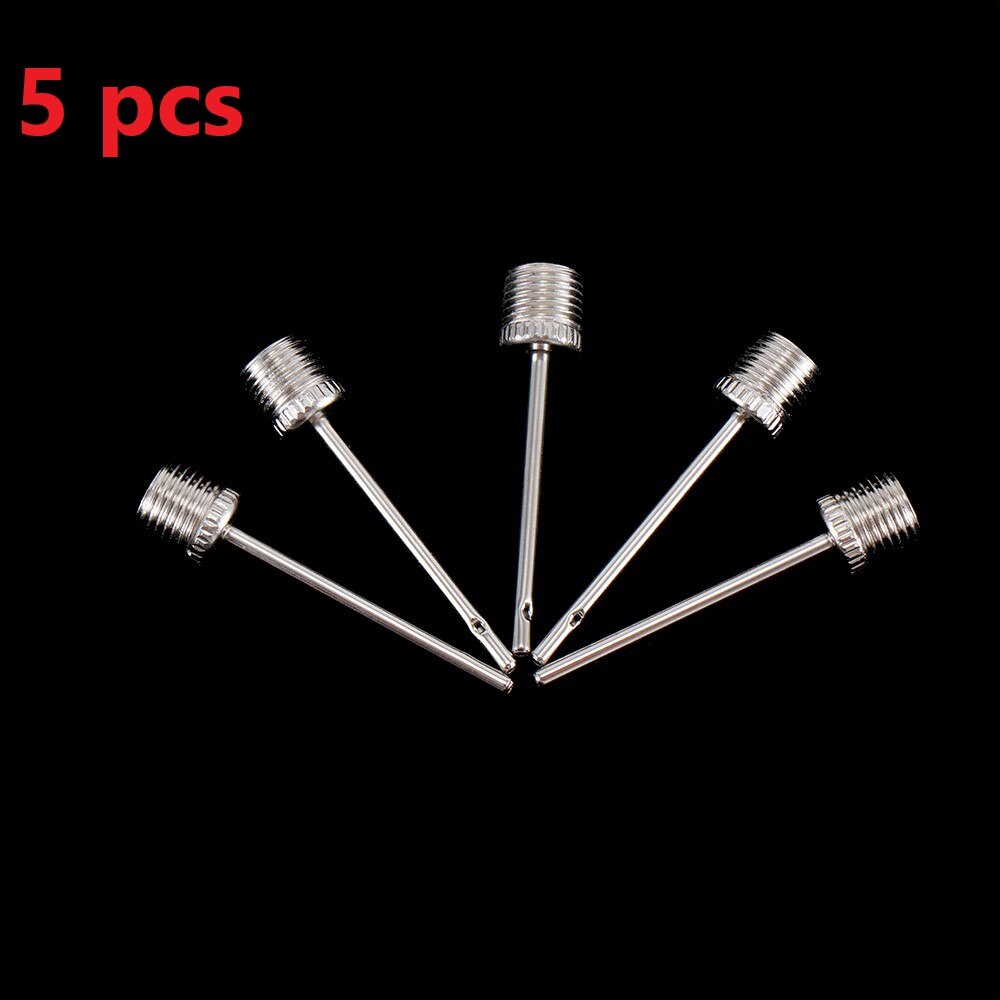 10 st sport boll uppblåsande pump nål för fotboll basket fotboll uppblåsbar luft ventil adapter rostfritt stål pump stift: 5 st