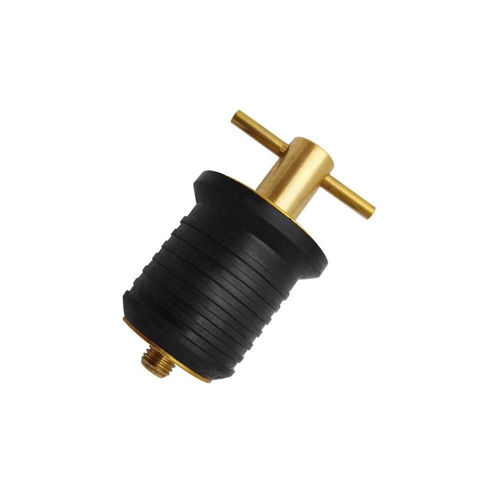 Tapón de drenaje para barco con mango en T, mango de latón/acero inoxidable, tapones de goma marinos giratorios, de sello fácil de instalar: Blanco