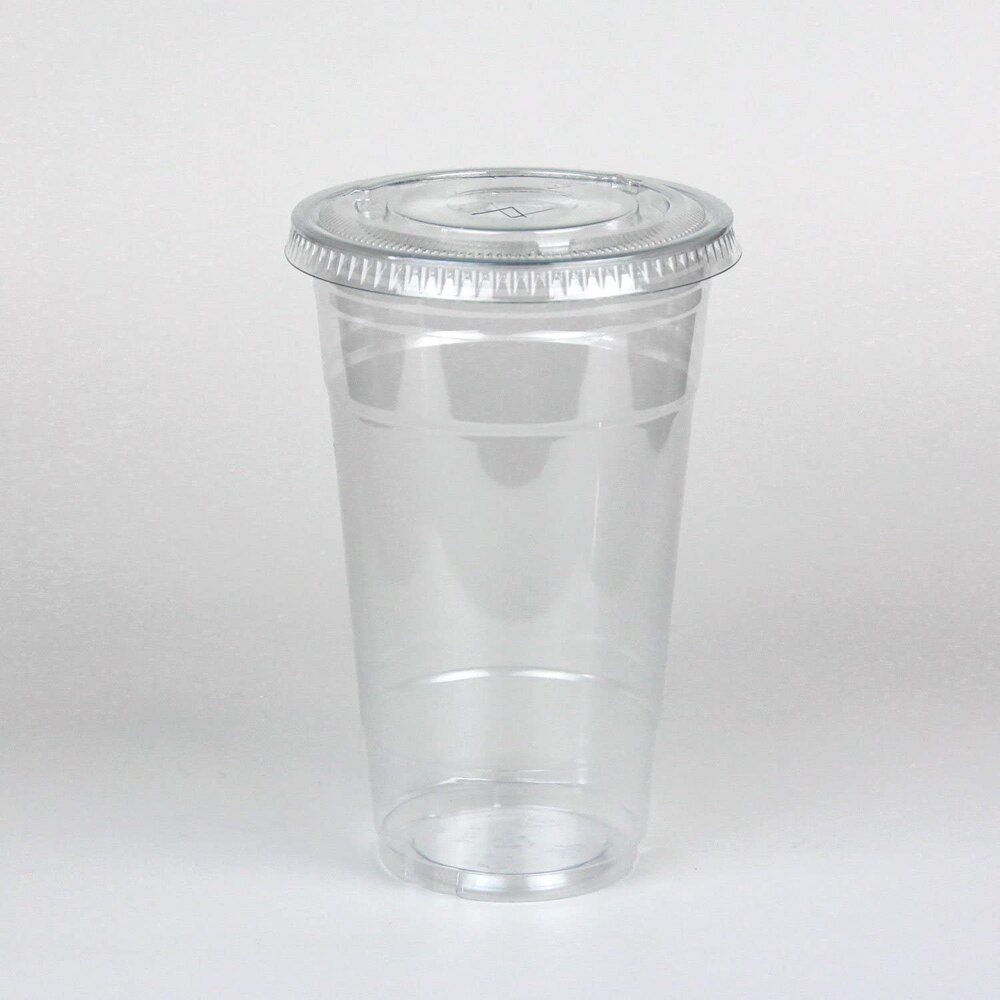 100 pakker 700ml 24oz klare plastik kopper med låg til iskold drikke kaffe te smoothie, ekstra stor størrelse