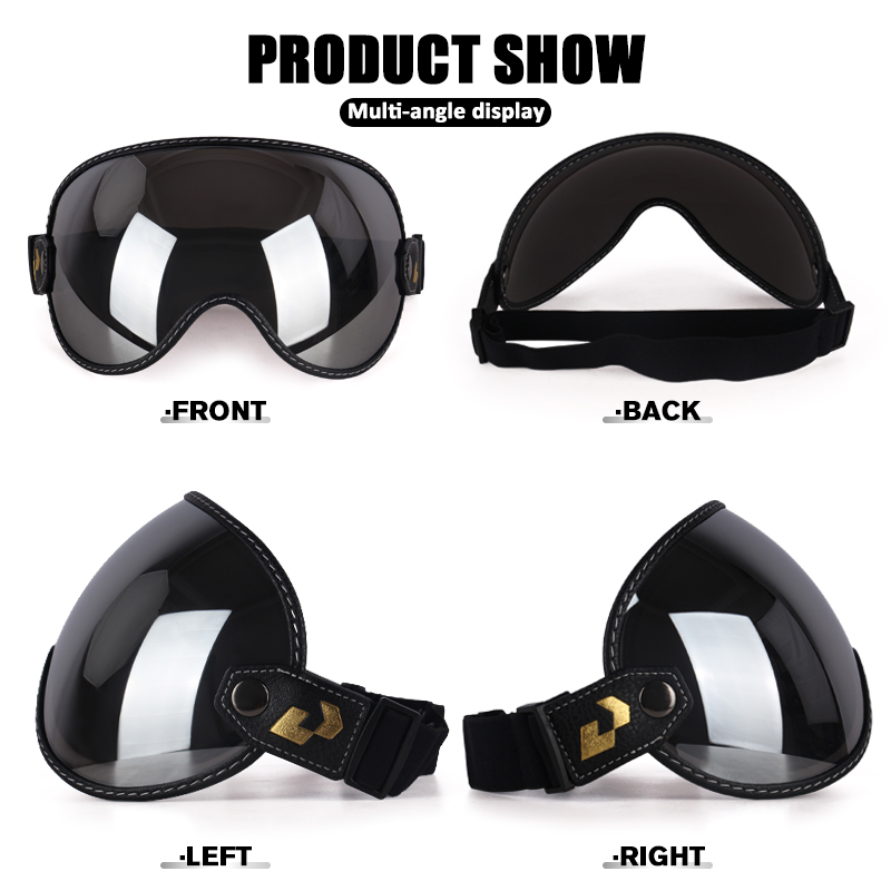 Retro-motorradbrille mit universellem bubble-visier und uv-schutz, vintage-motorradbrille, helmvisier, robust