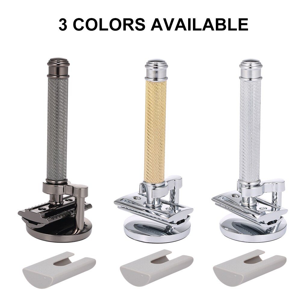 Double-edged Razor Shaving Set Safety Beard Razor with Shaving Razor Base Protective Cover Mustache Removal Shaving Tool