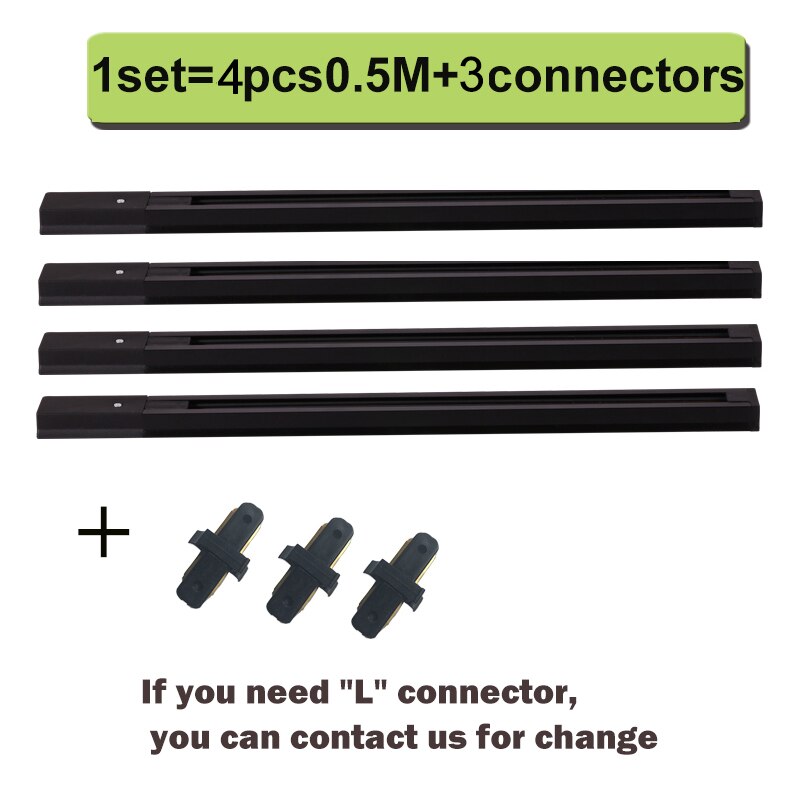 0.5M 1M Track Rail 2 Wire System Aluminum led Track Light Rail Universal Rail Connector Circuit Rails For LED Track Spotlight: 4pcs 0.5M / Black