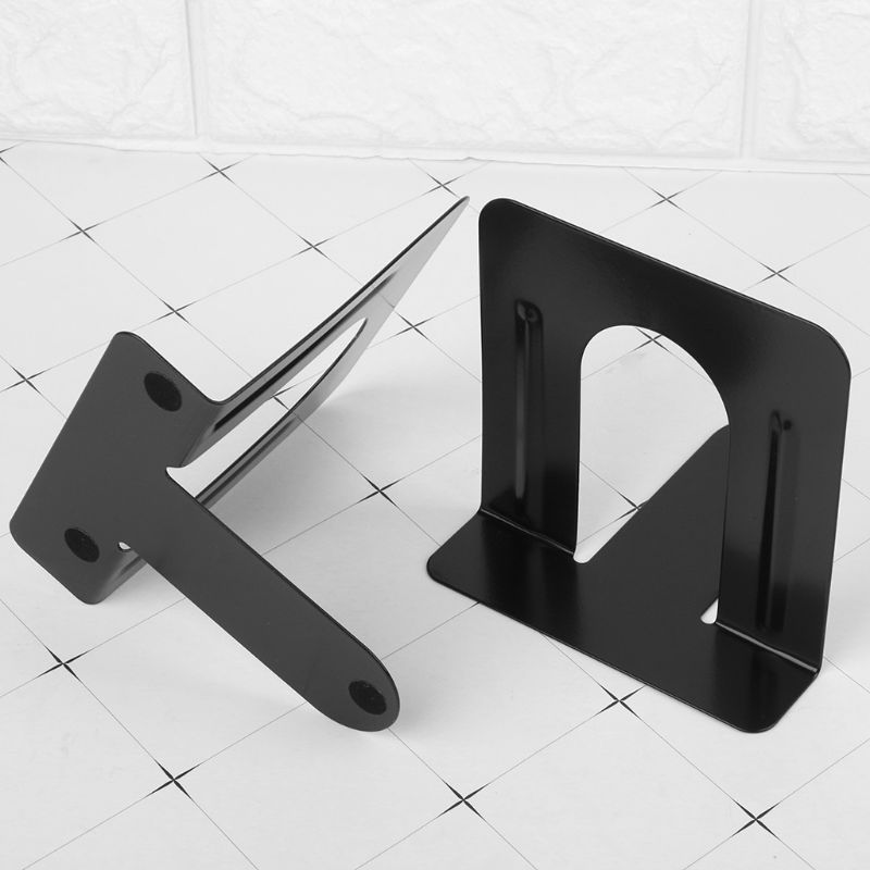 Simple Style Metal Bookends Iron Support Holder Nonskid Desk Stands For Books