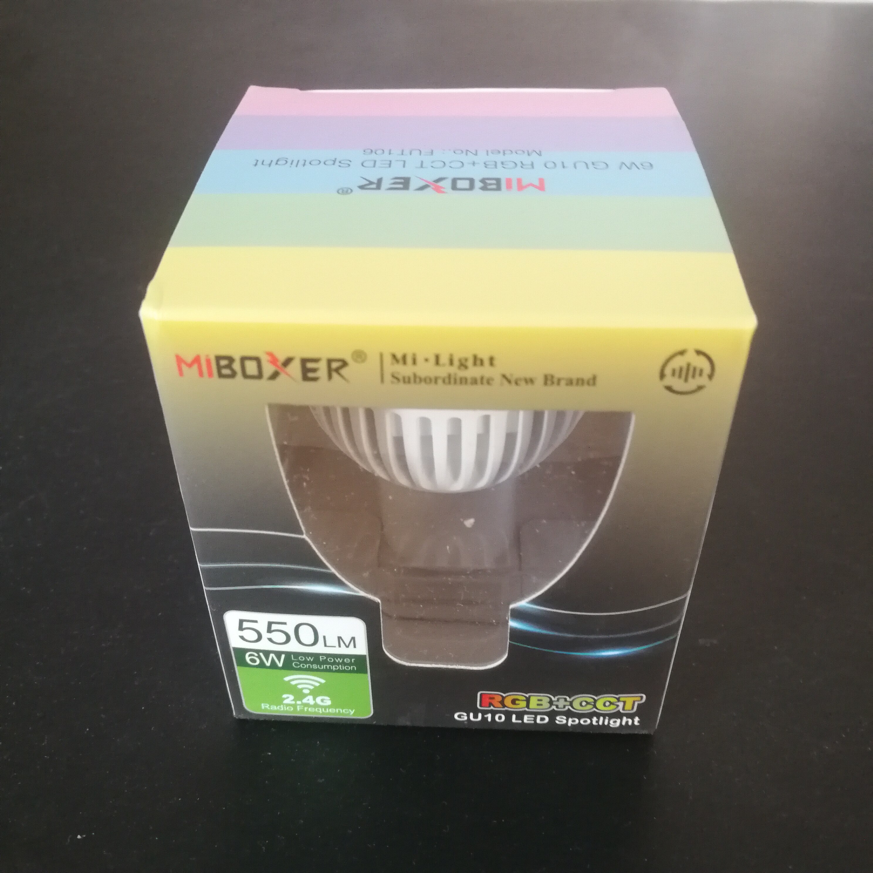 Mi.light fut 106 gu10 dæmpbar 2.4g led spot lampe 100-240v 6w rgbcct led pære kontrol af iphone ipad android