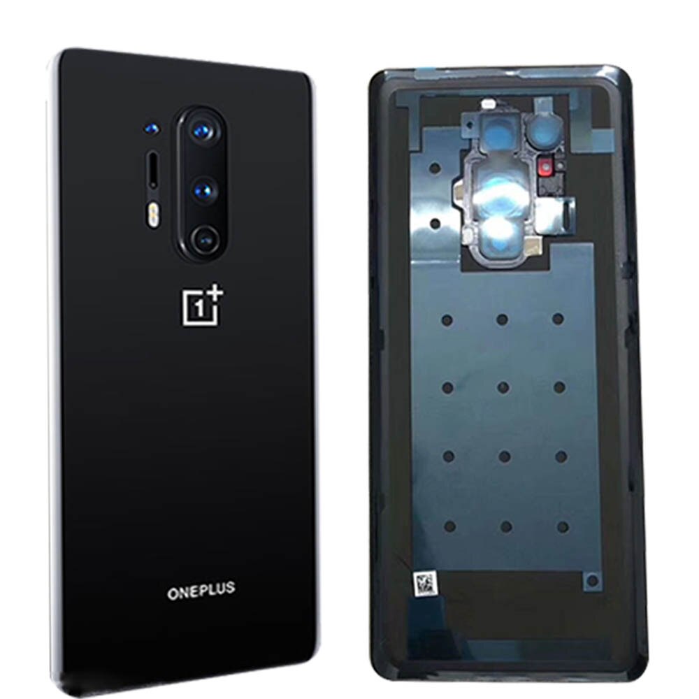 Original Back Glass Cover Oneplus 8 Battery Cover 1+8 Rear Glass Door Housing Case For Oneplus 8 Pro Battery Cover+Camera Lens: 8pro black with lens